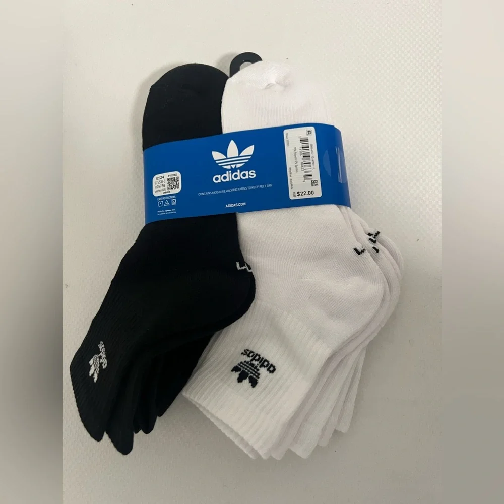 NEW ADIDAS original trefoil quarter pack of 6 socks multiple sizes